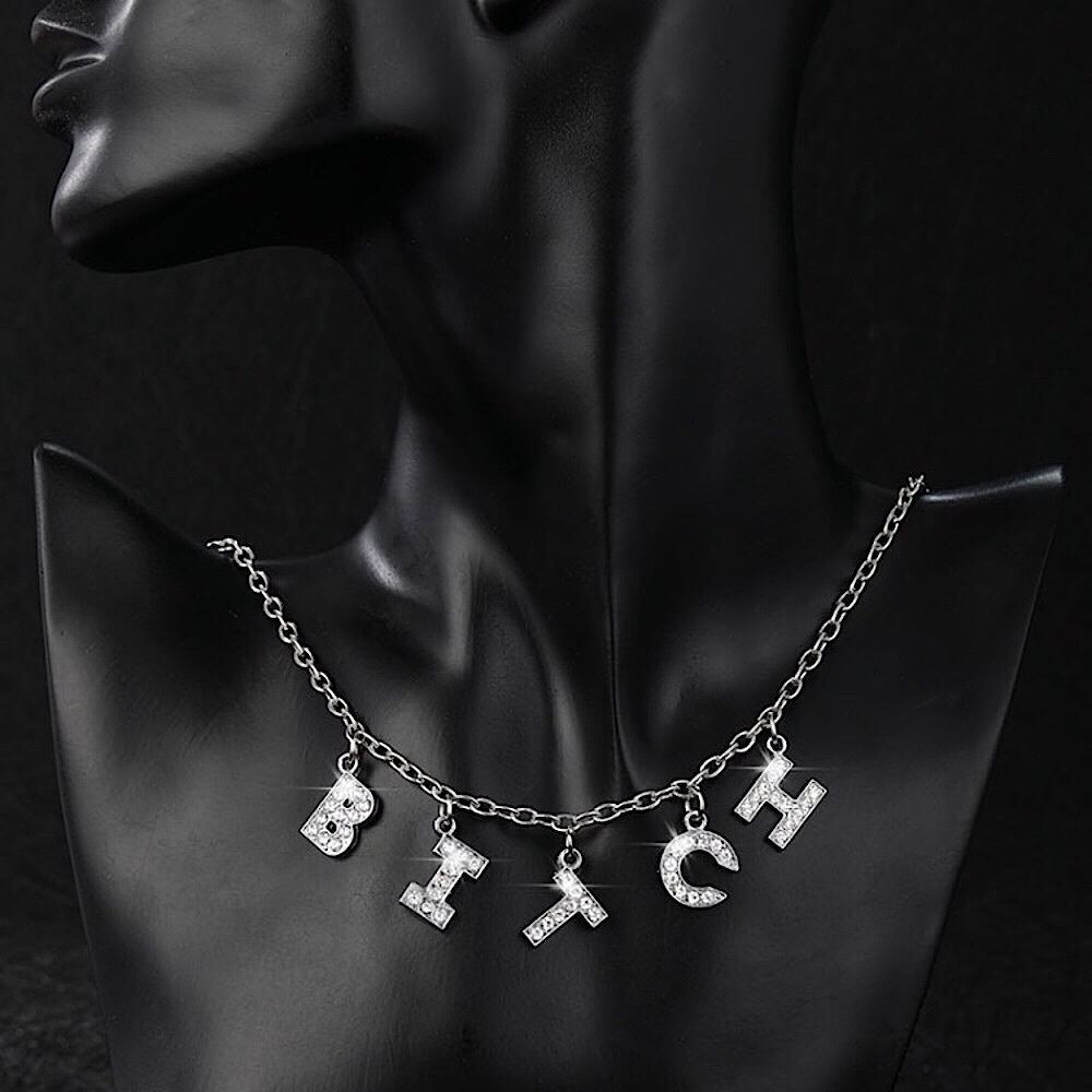 Silver B**** crystal necklace - Picture 4 of 8
